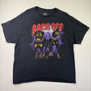 BACK OFF Rottweiler Doberman D&M T-Shirt XL Men Black ARFARF Guard Dog Lightning